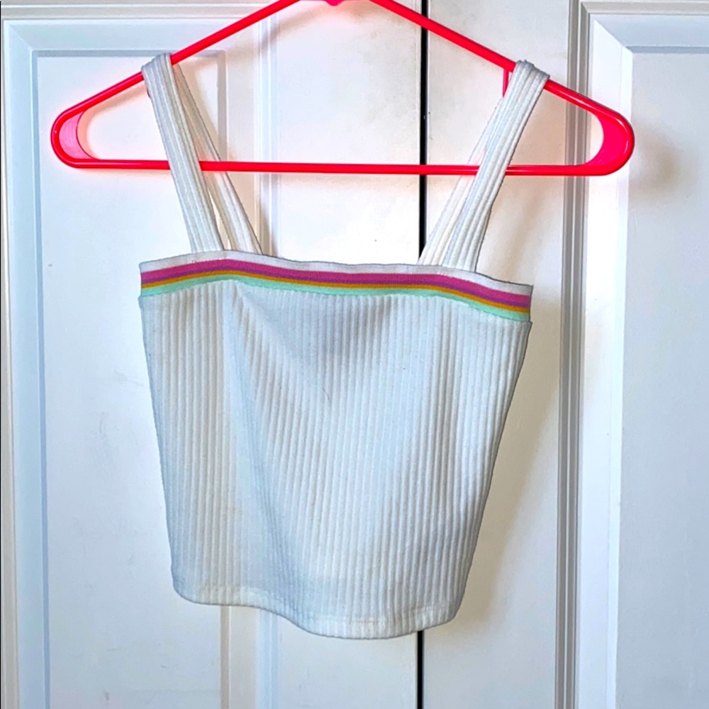 white tank top with colorful detailing